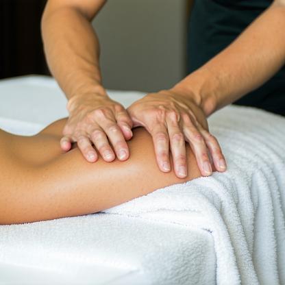 Therapist performing deep tissue massage on arm